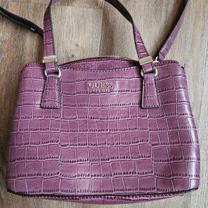 Guess croc print faux leather purple top handle crossbody purse bag y2k style